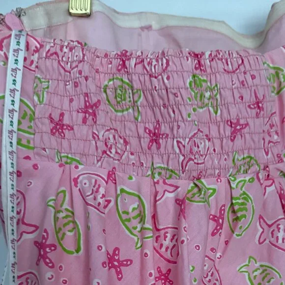 Lilly Pulitzer Pink Green Strapless Dress size 8 - Picture 3 of 4